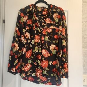 Investments Floral Women's Top Size L Euc